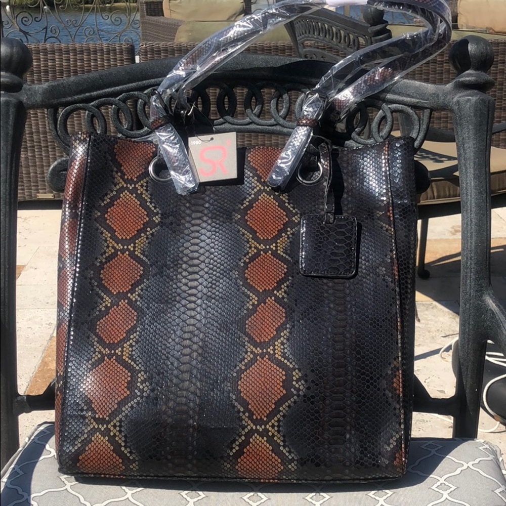 Embossed Python Classic Tote Handbag,Boutique - Picture 1 of 12